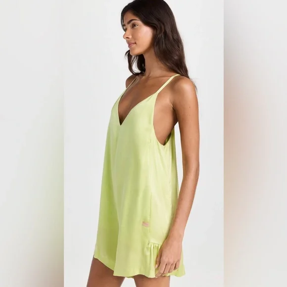 Lunya washable silk romper in boundless lime size L - Picture 3 of 8